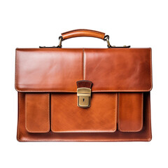 A Professional Leather Briefcase.. Isolated on a Transparent Background. Cutout PNG.