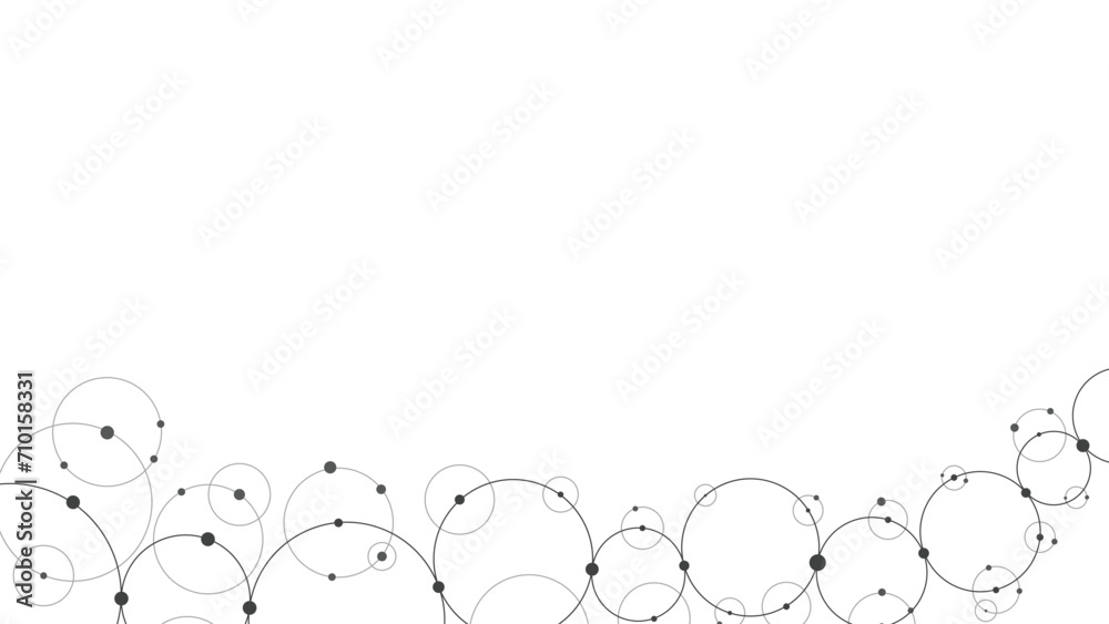 Poster Technology abstract background. Abstract geometric background. Connected circles. Network of circles.