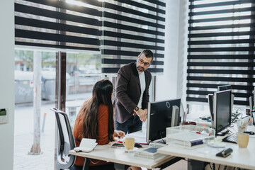 Diverse businesspeople collaborating on market analysis and strategic planning in a modern office, working together towards sustainable growth and success.