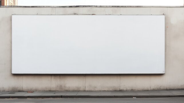 Large white blank billboard or signboard for advertising on a street wall. AI generated image