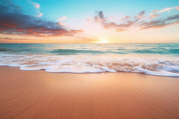 Fototapeta na wymiar Sunset beautiful sunlight sunrise sand ocean sea beach water sky nature