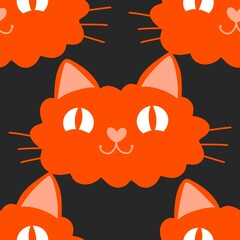 Halloween cartoon animals seamless cats pattern for wrapping paper and fabrics and linens and kids clothes print