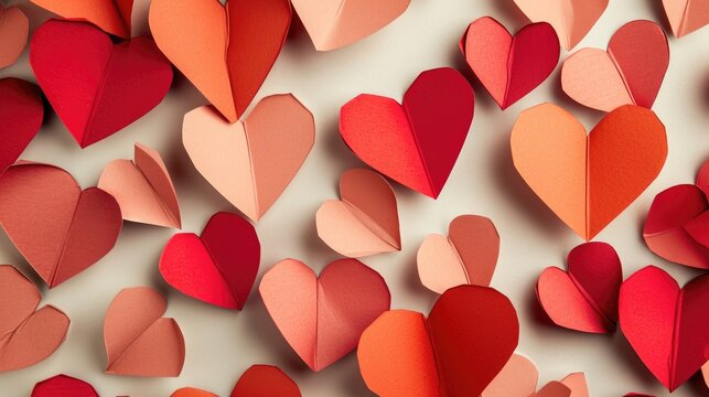 Valentines Day Concept: A visually striking image depicting diy valentine's day craft with paper hearts, capturing the essence of Valentine's Day through color, composition, and emotion