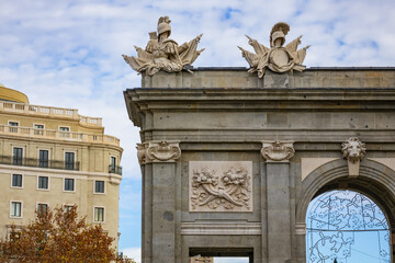 Alcala Gate (Puerta de Alcala, 1778) - Neo-classical monument in Independence Square (Plaza de la Independencia) in Madrid, Spain.