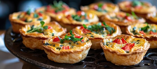 numerous petite quiche hors d'oeuvres