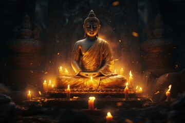 Religion Buddhism. exploring the essence of religion: the path to enlightenment and spiritual awakening in buddhism's timeless wisdom and meditation practices. - obrazy, fototapety, plakaty