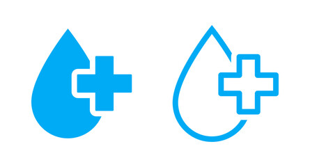 Water drop with plus icon set