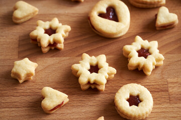 Linzer Christmas cookies filled with marmalade