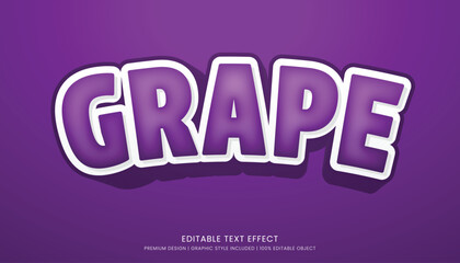 grape editable 3d text effect template bold typography and abstract style drinks logo and brand