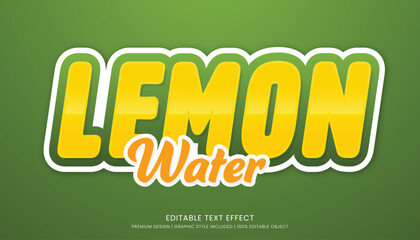 lemon water editable 3d text effect template bold typography and abstract style drinks logo and brand