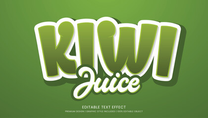 kiwi juice editable 3d text effect template bold typography and abstract style drinks logo and brand