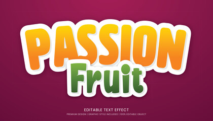 passion fruit editable 3d text effect template bold typography and abstract style drinks logo and brand
