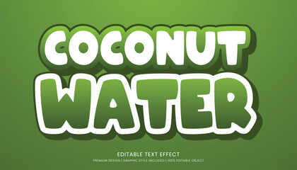 coconut water editable 3d text effect template bold typography and abstract style drinks logo and brand