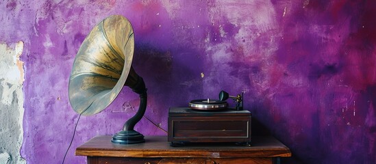 Antique gramophone on the table
