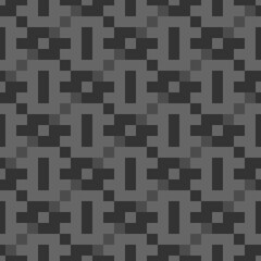 Seamless pattern. Ethnic motif. Checks, strokes, figures ornament. Squares, rectangles, shapes wallpaper. Tiles, forms, slabs backdrop. Geometric background. Mosaic illustration. Vector abstract.