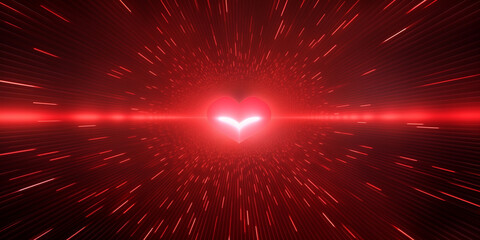 beautiful color light pattern background 
Glowing red love heart made of particles on a red festive background for Valentine's Day.