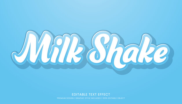 milk shake editable 3d text effect template bold typography and abstract style drinks logo and brand