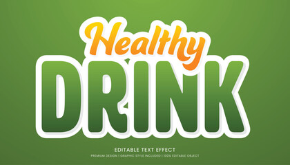 healthy drink editable 3d text effect template bold typography and abstract style drinks logo and brand