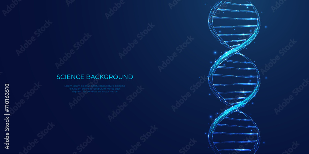 Aufkleber dna background. glowing blue double helix. genetic code in futuristic polygonal style. medical scien