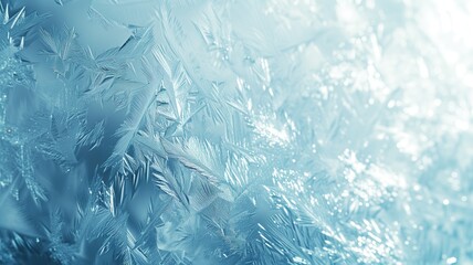 Fototapeta premium Close-up of intricate frost patterns on glass