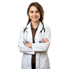 Woman in White Coat With Stethoscope