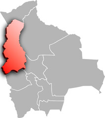 Obraz premium LA PAZ DEPARTMENT MAP PROVINCE OF BOLIVIA 3D ISOMETRIC MAP