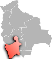 POTOSI DEPARTMENT MAP PROVINCE OF BOLIVIA 3D ISOMETRIC MAP