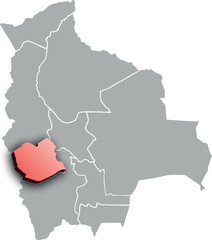 Obraz premium ORURO DEPARTMENT MAP PROVINCE OF BOLIVIA 3D ISOMETRIC MAP