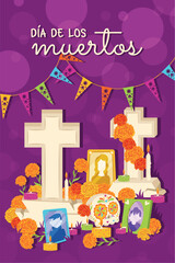 Cute dia de los muertos poster Vector illustration