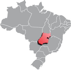 Obraz premium GOIAS DEPARTMENT MAP PROVINCE OF BRAZIL 3D ISOMETRIC MAP