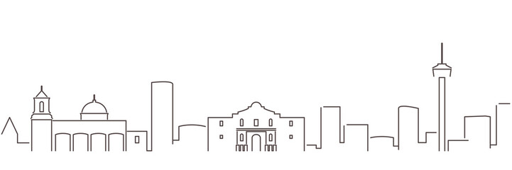 San Antonio Dark Line Simple Minimalist Skyline With White Background