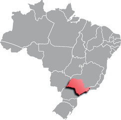 SAU PAULO DEPARTMENT MAP PROVINCE OF BRAZIL 3D ISOMETRIC MAP