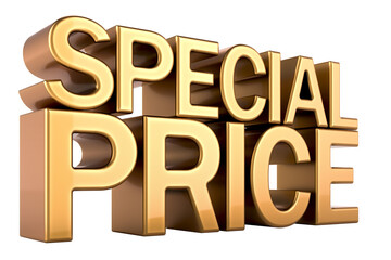 Special Price, gold inscription. 3D rendering isolated on transparent background