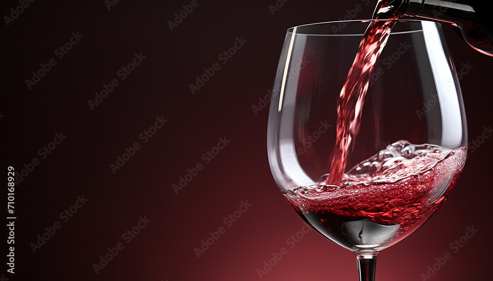 Wall mural Pouring red wine into a wineglass, creating a splash generated by AI