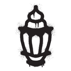 Ramadan lantern graffiti drawn with black spray paint © anakcikal978
