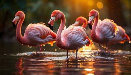 Vibrant colored birds reflect beauty in nature generated by AI