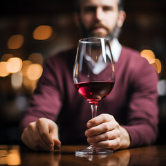 Young adult holding wineglass at elegant wine bar generated by AI