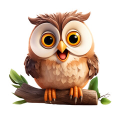Naklejka premium PNG 3D character owl isolated on transparent background