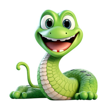 PNG 3d character of a cute snake isolated on transparent background