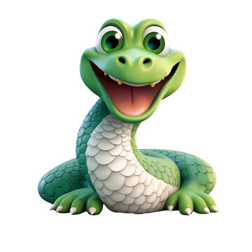 PNG 3d character of a cute snake isolated on transparent background