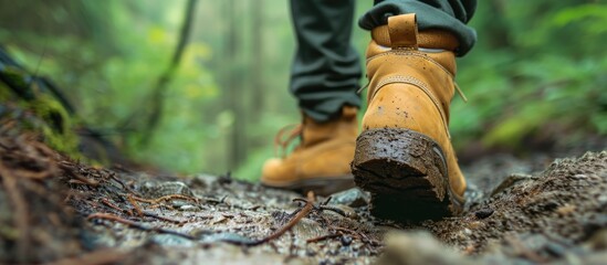 Boot on trail, text: Inspire.