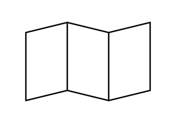 Icono negro de folleto o plano en fondo blanco.