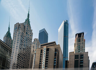 Fototapeta premium Looking Up Blue Modern Office Building