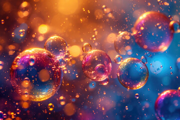 Obraz premium Colorful floating bubbles in the sun