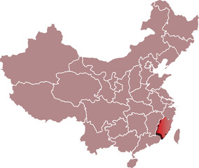 FUJIAN PROVINCE MAP CHINA 3D ISOMETRIC MAP