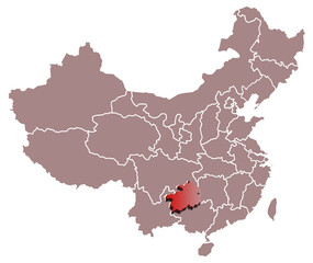 GUIZHOU PROVINCE MAP CHINA 3D ISOMETRIC MAP