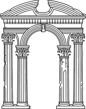 recommend clip art: Vintage roman gate pillar drawing