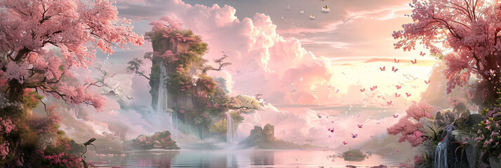 Fantasy Landscape with Surreal Elements for Magical and Open Composition Designs