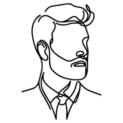 Obraz premium Continuous one line drawing of man portrait. Hairstyle. Fashionable men's style.