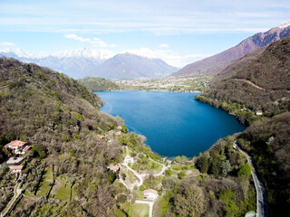 Fototapeta na wymiar Lake Scanno L Aquila, Italy When nature is romantic: the heart shaped lake